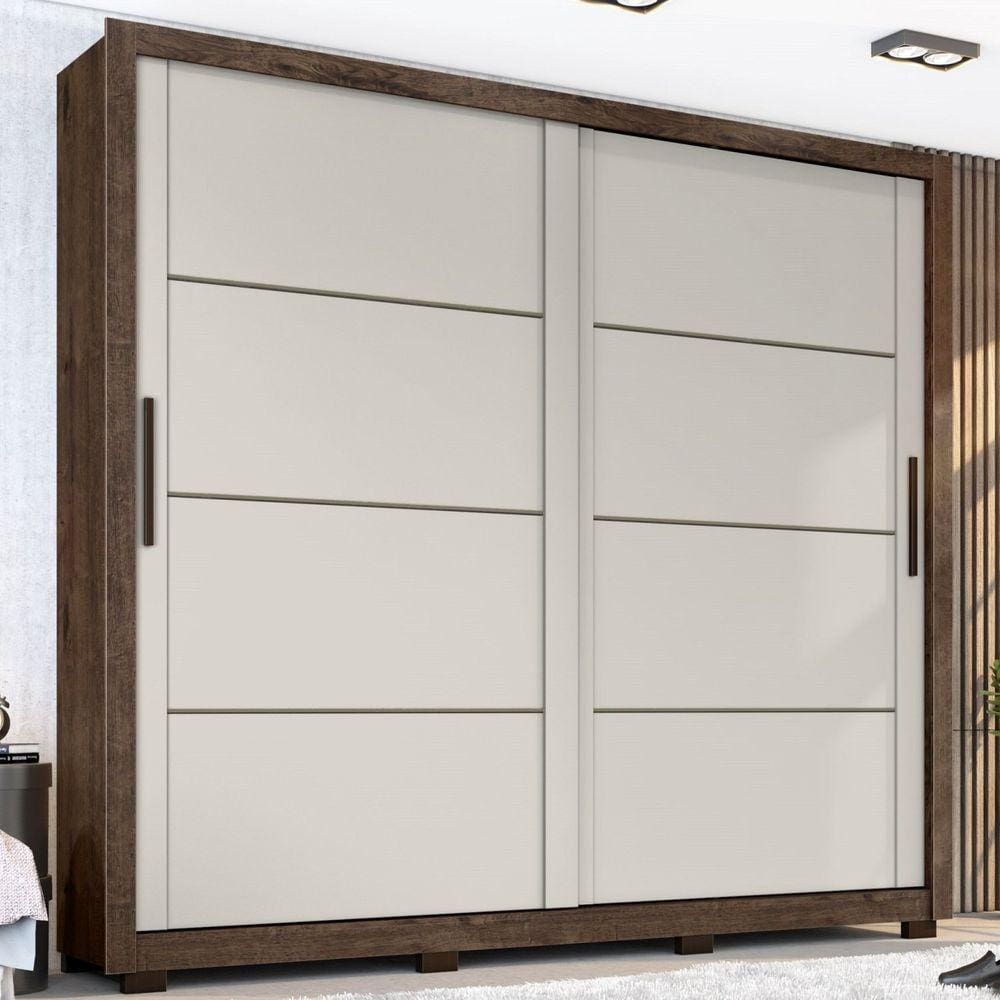 Guarda Roupa Casal 2 Portas 4 Gavetas Premier Zanzini Jacaranda/Off White