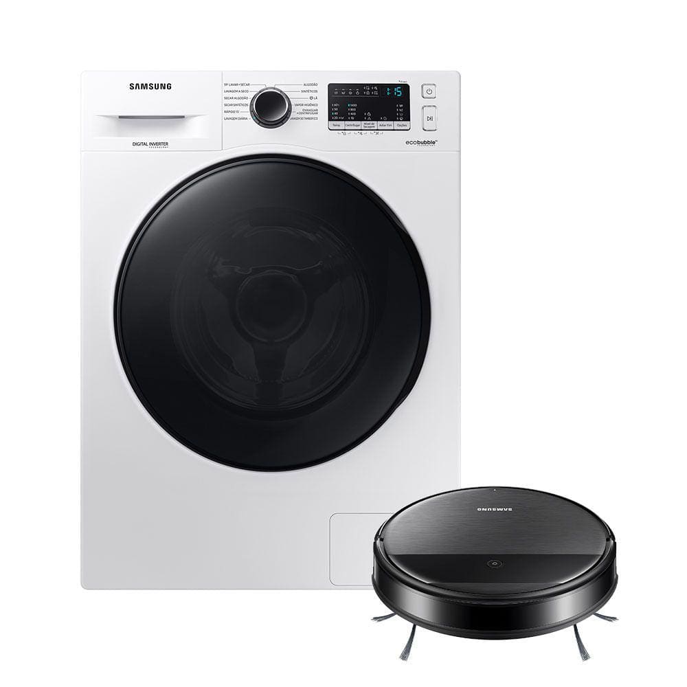 Kit Lava E Seca Wd11A Ecobubble Branca 11/7Kg 220V E Aspirador Robô 2 Em 1 Com Wi-Fi Vr5000