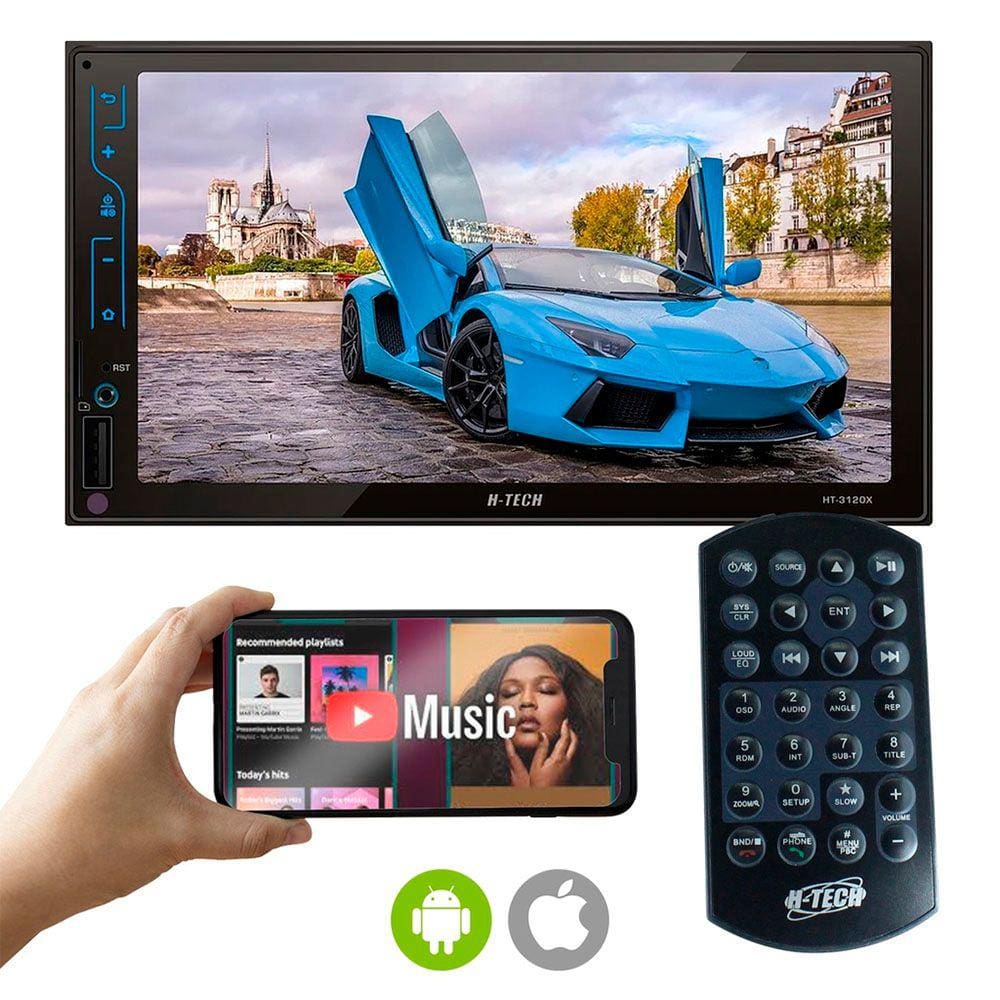 Multimidia 2DIN Htech 7 Poleg HT3120X Bluetooth Espelhamento