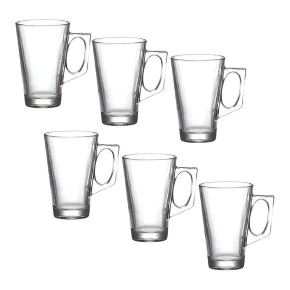 Jogo Com 6 Xícaras De Vidro 250 Ml Cappuccino Café Nespresso