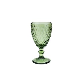 Jogo De 6 Taças Água De Vidro Bico De Abacaxi Verde 325Ml
