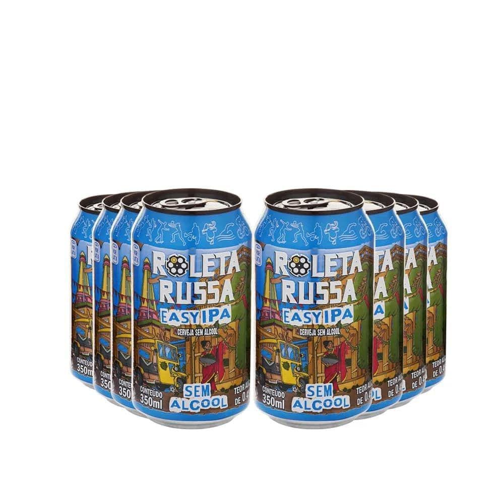 Pack 8 Cervejas Roleta Russa Easy IPA S/ Gluten e S/ Álcool 350ml