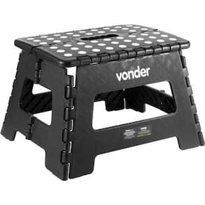 Banqueta Plástica Dobrável Banquinho Multiuso Vonder 22cm Capacidade 150kg Com Alça Preto
