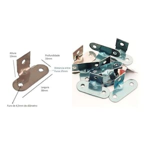 Cantoneira De Inox Com 3 Furos Para Fixar Moveis 50 Peças