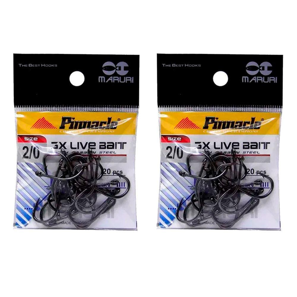 Kit Anzol de Pesca Maruri 3X Live Bait Aço Carbono N° 2/0 40 Peças