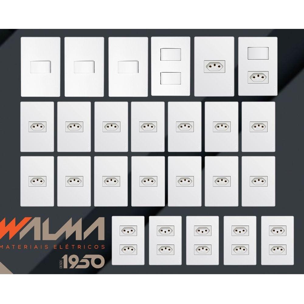 Tomadas E Interruptores (25 Pç) Kit Casa modular Linha WALMA VIVENCE