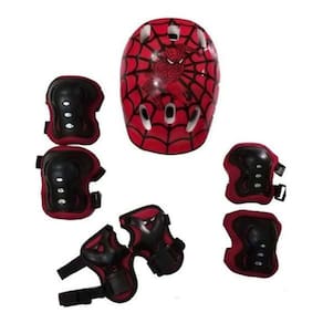Kit Proteção Capacete, Joelheira, Cotoveleira Homem Aranha
