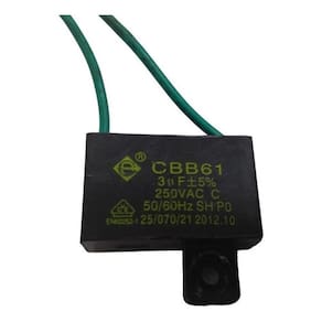 Capacitor Quadrado P/ Ventilador 2 Fios 3uf 50/60hz 250v