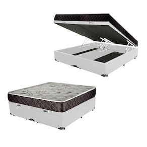 Cama Box Baú King Colchão Aylla Espuma D33 Acolchões + Box Sintético 69x193x203