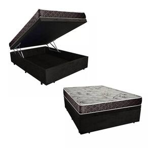 Cama Box Baú Casal Colchão Aylla Espuma D33 Acolchões + Box Suede 55x138x188