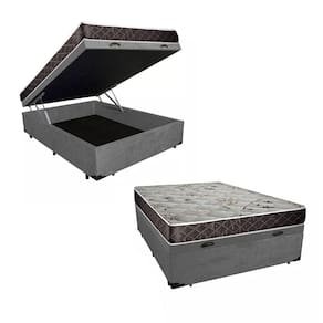 Cama Box Baú Casal Colchão Aylla Espuma D33 Acolchões + Box Suede 61x138x188