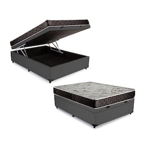 Cama Box Baú Casal Colchão Aylla Espuma D33 Acolchões + Box Sintético 61x138x188