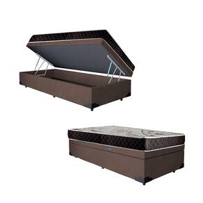 Cama Box Baú Solteiro Colchão Aylla Espuma D33 Acolchões + Box Suede 61x88x188