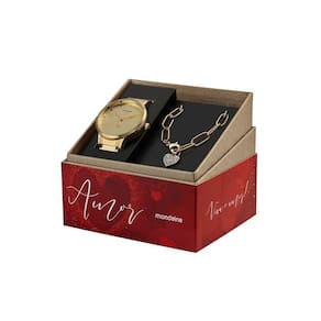 Kit Relógio Mondaine Feminino Dourado 32399Lpmkde1 Pulseira