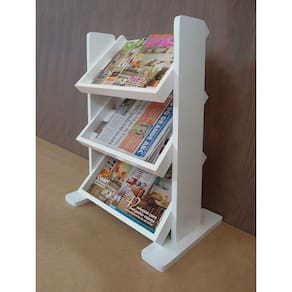 Revisteiro De Piso Chão Porta Revistas Livros Branco Laca