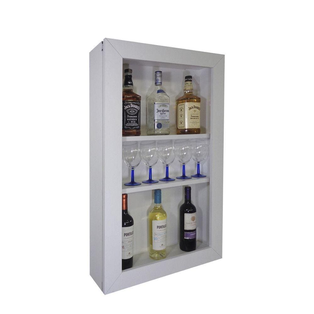 Bar Adega Peq Para Vinhos E Bebidas Cristaleira Suspenso De Parede Para Sala Estar Ou Jantar Branco