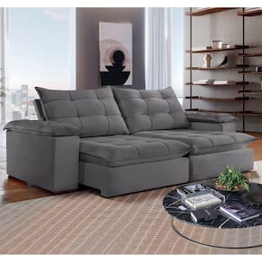 Sofá 4 Lugares Retrátil e Reclinável 250cm Espanha Celflex Cinza