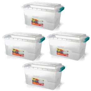 Kit 4 Caixas Organizadoras Transparente Tampa E Travas 19 L