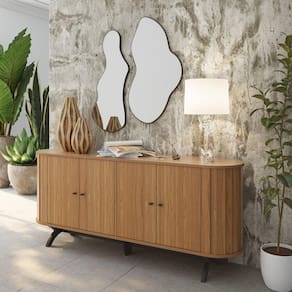 Buffet Aparador Curvo 180cm com 4 Portas Dalla Costa Freijó/Preto