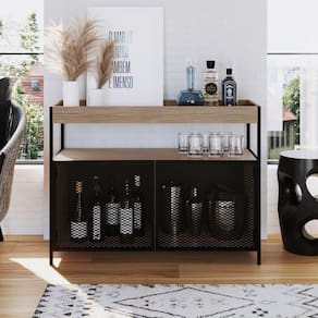 Buffet Aparador Industrial 100cm 2 Portas York Artesano Hanover/Preto