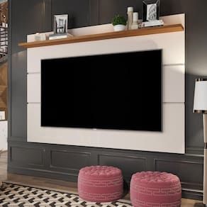 Painel para TV 72 Polegadas 180cm 1 Prateleira Vivare New Giga Móveis Off White/Freijó