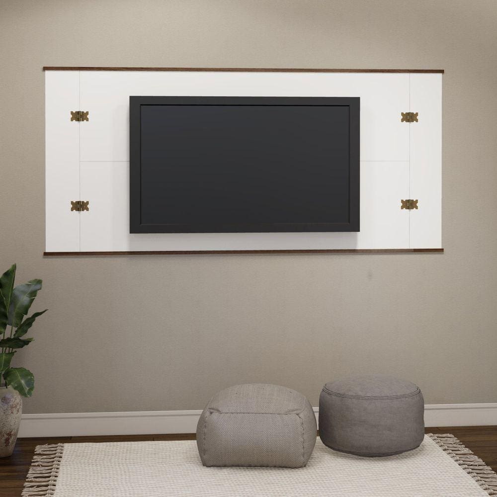 Painel para TV até 65 Polegadas 180cm Liverpool Estilare Branco/Madeirado