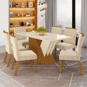 Conjunto Mesa de Jantar e 6 Cadeiras Tiê CabeCasa MadeiraMadeira