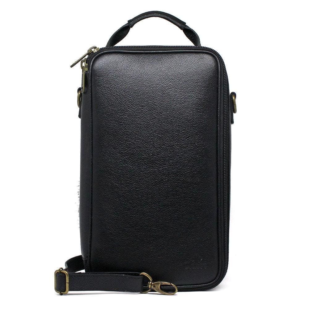 Porta Vinho Couro Transversal 2 Garrafas Pw04 Cb05 Preto