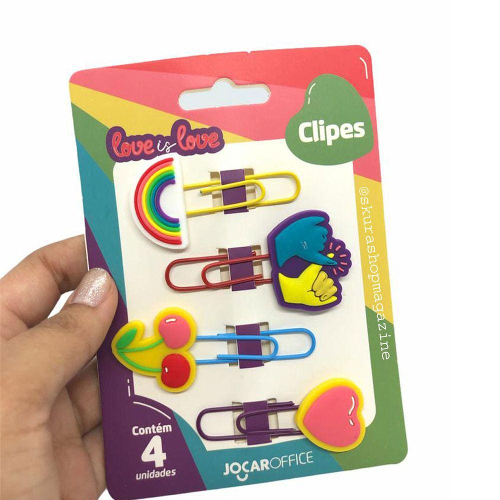 Clips Love is Love 5 cm com 4 unidades