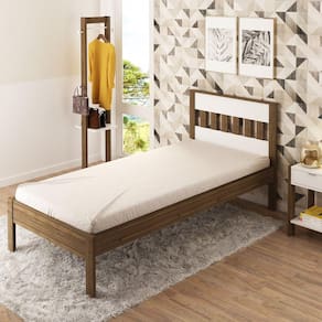Cama de Solteiro Tecno Mobili Nogal/Branco