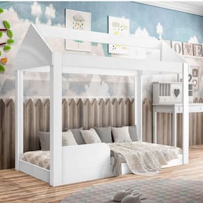 Cama Infantil 160cm Casinha Montessoriana Crystal J&A Móveis Branco