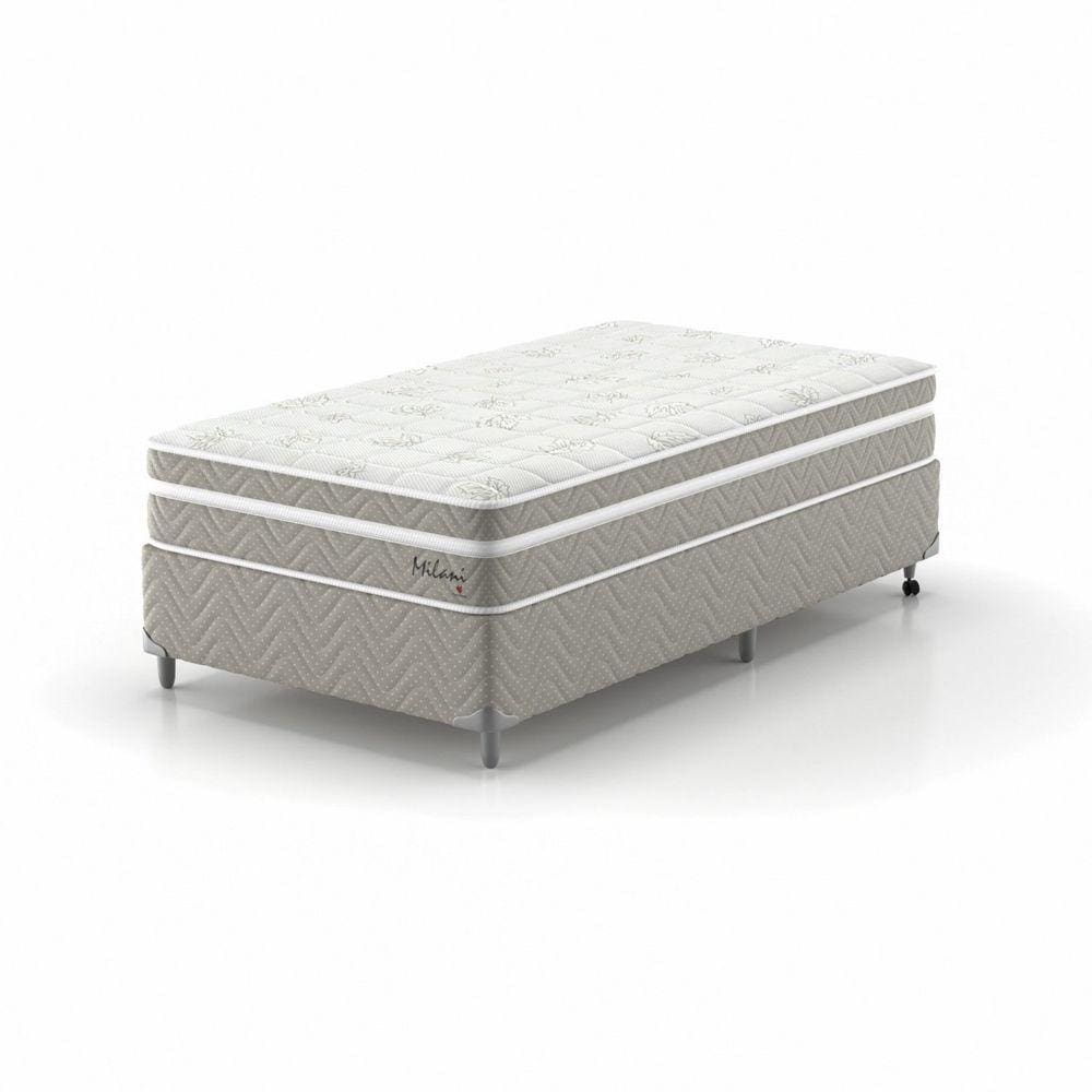 Cama Box Solteirão 108x198x51cm Molejo Verticóil Milani Fx Montreal Bege