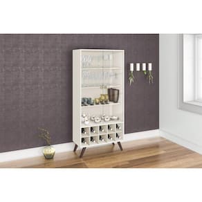 Cristaleira 2 Portas com Garrafeiro 10 Garrafas Movelbento Off White