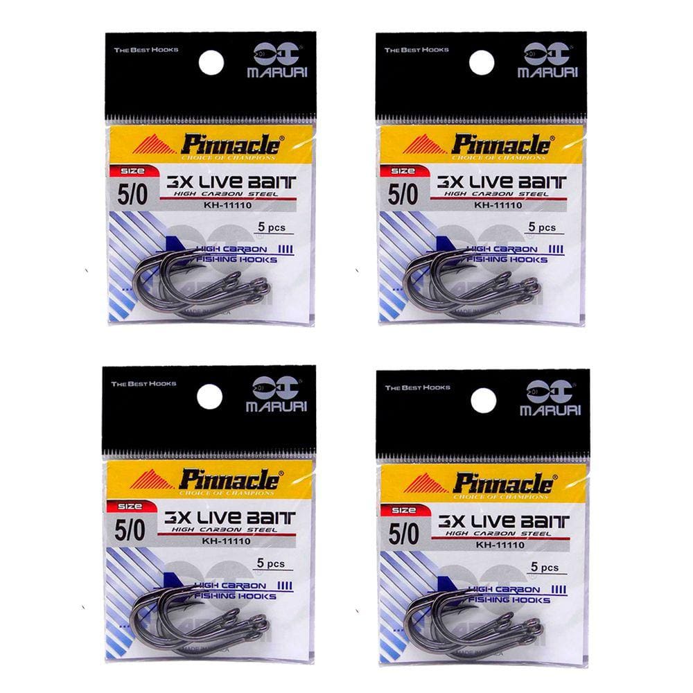 Kit Anzol Maruri 3X Live Bait Aço Carbono N° 5/0 20 Peças