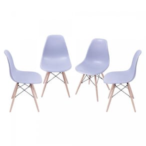 Kit 4 Cadeiras Base Madeira Eames Dkr OR Design Cinza