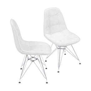 Kit 2 Cadeiras Estofada Botonnes Base Cromoda OR Design Branca
