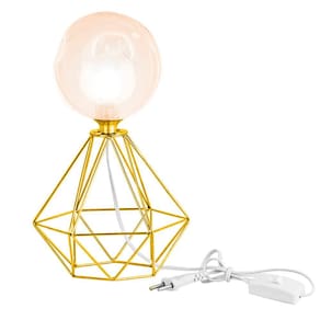 Abajur Diamante Dourado Bolinha Harmony Ambar Maravilhoso