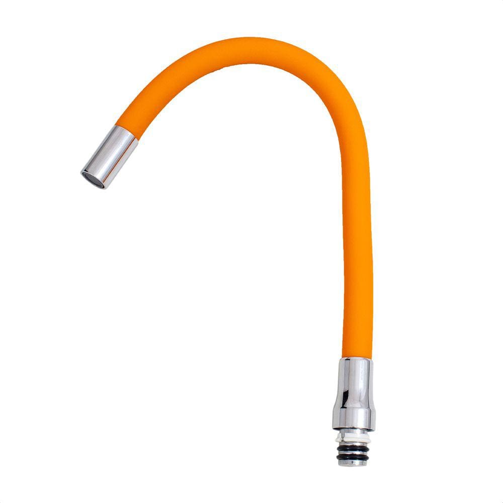 Tubo Flexível Silicone Laranja Cozinha Arejador Fixo Latão