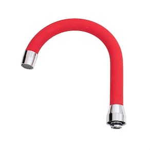 Tubo Bica Móvel Lavatório Silicone Vermelho Arejador Fixo