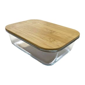 Pote Retangular 1500ml Em Vidro Borossilicato Com Tampa Em Bambu Mimo Style