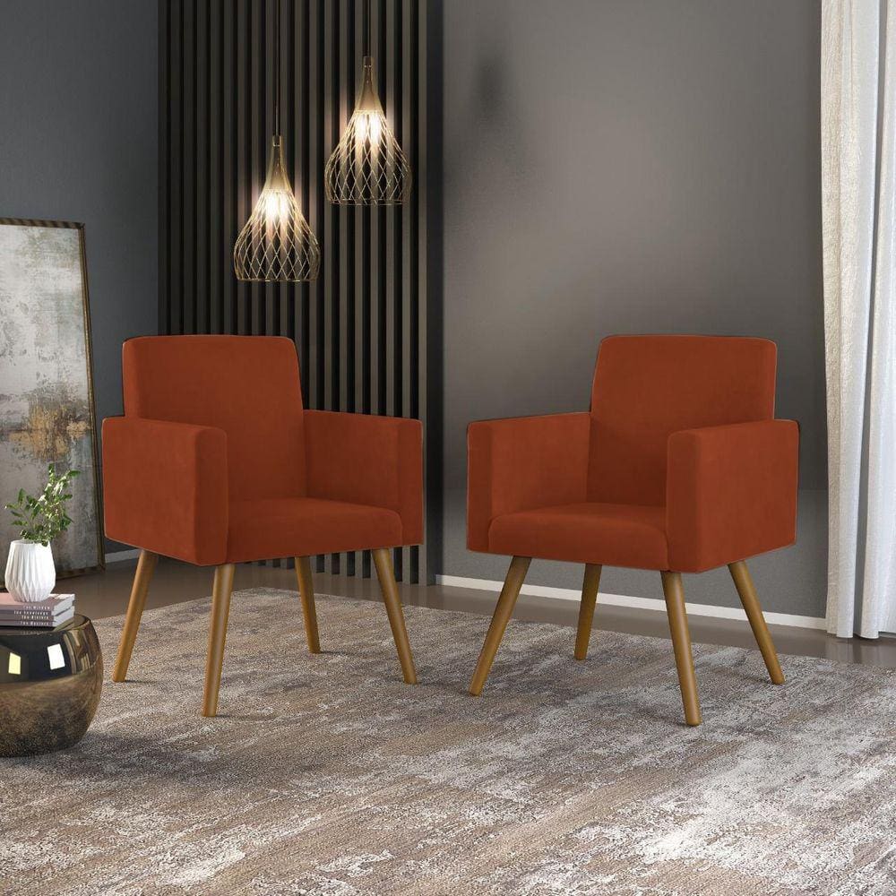 Kit 02 Poltronas Decorativa Sala Nude - Balaqui Decor