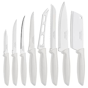 Jogo 8 Facas Tramontina Chef Profissional Plenus Branco