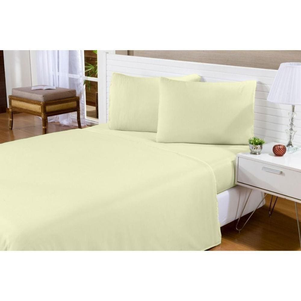 Jogo De Lençol Casal Linha Charme Cama Box 4 Peças Palha