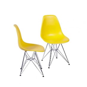 Conjunto 2 Cadeiras Eames DKR Base Cromada OR Design Amarelo