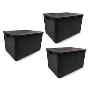 Kit 3 Caixas Organizadoras Rattan Preta 40 Litros Arqplast