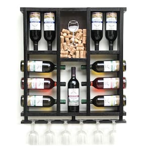 Adega Madeira 11 Garrafas Vinho Porta Rolhas E Taças