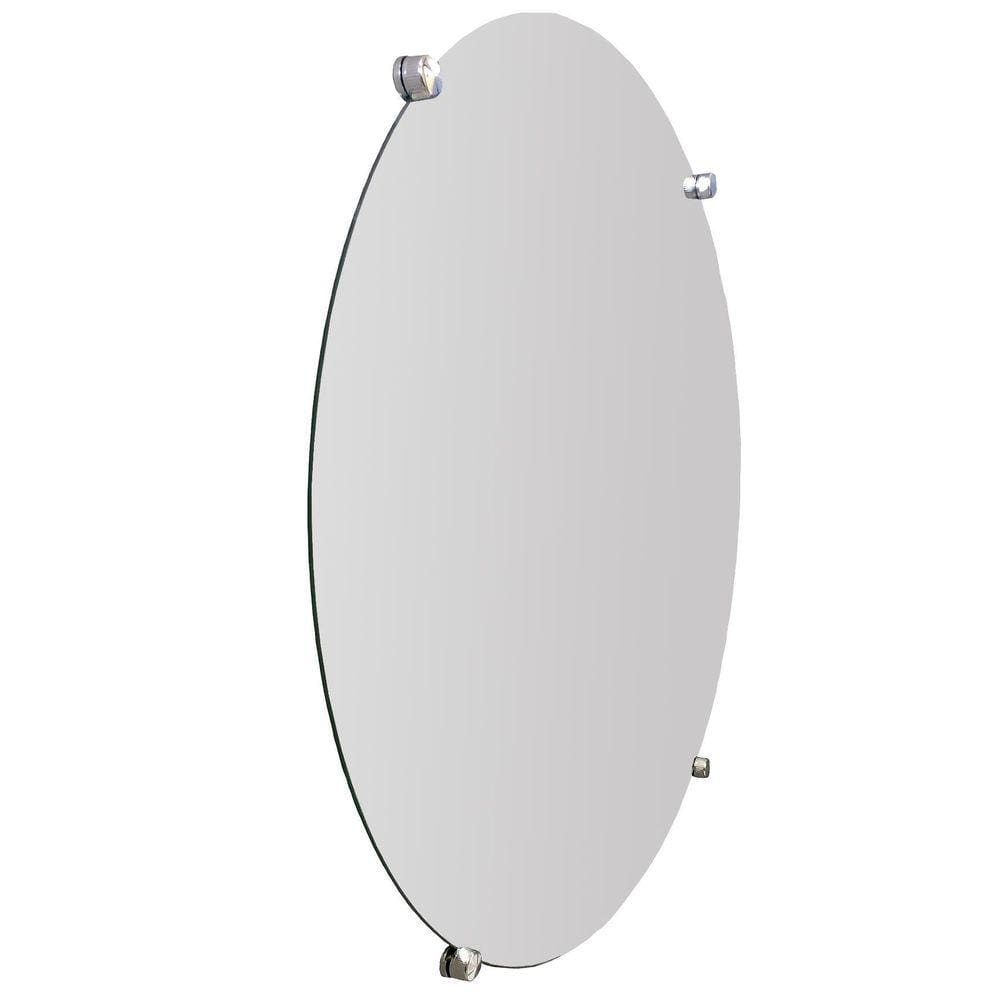 Espelho Banheiro Casa 3Mm Com Botão Francês Redondo 80Cm