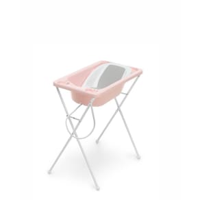 Banheira Bebê Suporte E Redutor Acqua Trio Rosa Perola