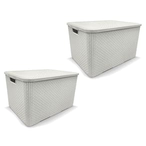 Kit 2 Caixas Organizadoras Rattan Branca 15 Litros Arqplast