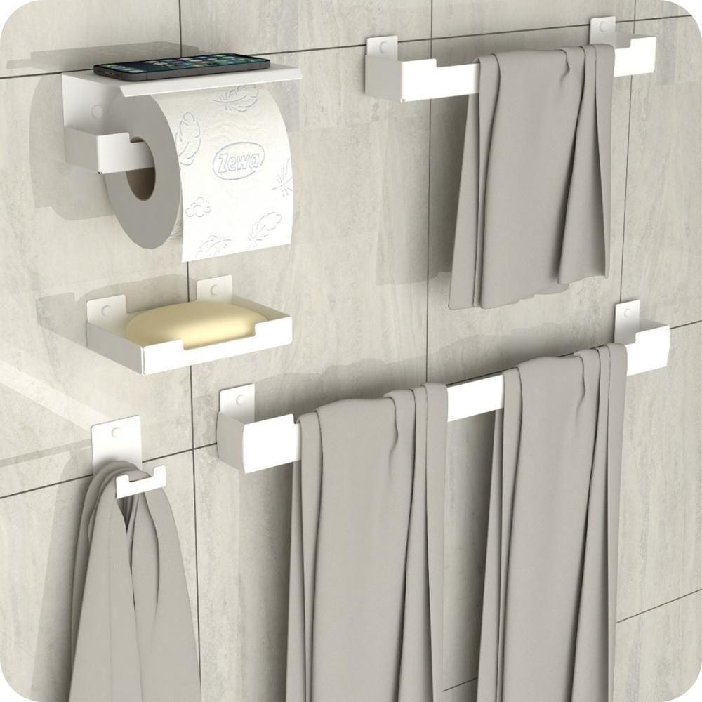 Kit Acessórios Para Banheiro Branco 5 Peças ELG